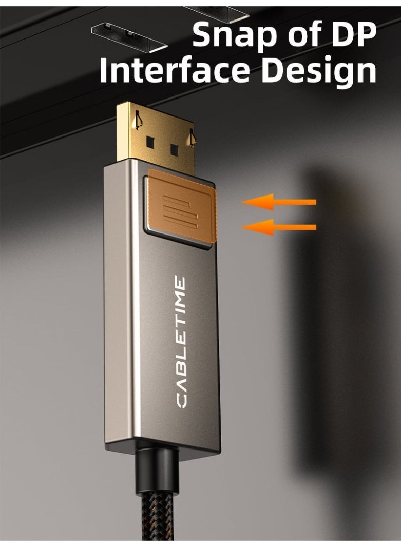 CABLETIME 6.6FT 8K 60HZ BIDIRECTIONAL USB TYPE-C TO DISPLAYPORT CABLE 4K 144HZ COMPATIBLE WITH MACBOOK PRO - Image 2